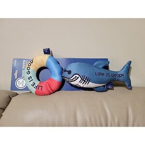 New Life is Good Shark & Life Ring Dog Toys, 2 pc Set